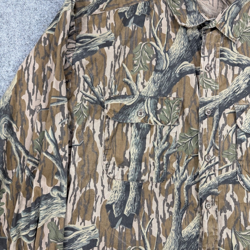 Vintage 80s‎ Mossy Oak Foliage Camo Button Down 2XL Hunting Shirt Made in USA - Picture 3 of 7